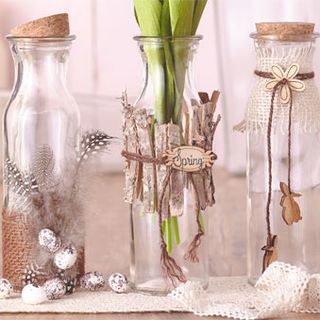 Glass Bottle Table Decoration for Spring and Easter