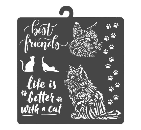 Stencil "Orchids and Cats - Best Friends"