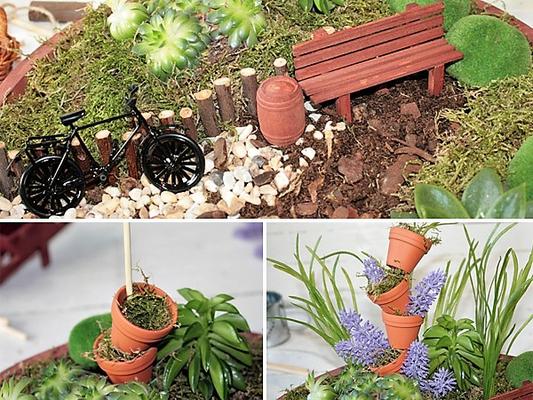 Miniatur-Garten selber gestalten: details Blumentöpfe